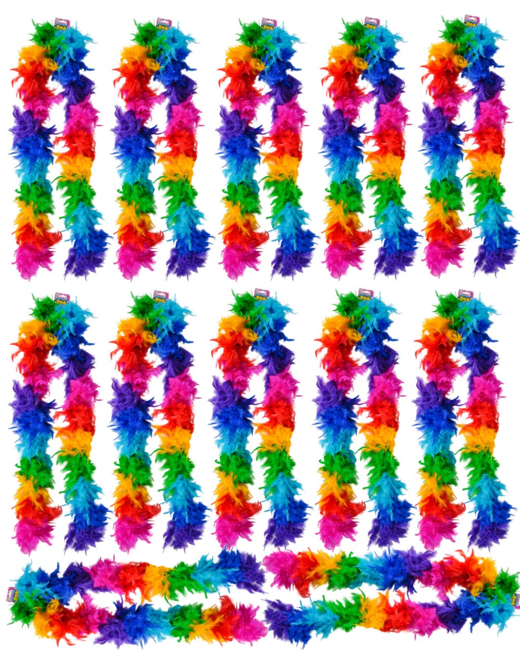 Dozen Rainbow 72" Feather Boas 20's Show Girl Cabaret Dancer Costume Accessory